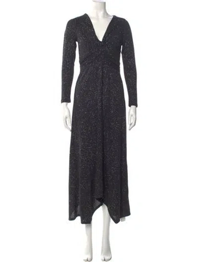 Pre-owned Ba&sh Tweed Pattern Long Dress In Multi