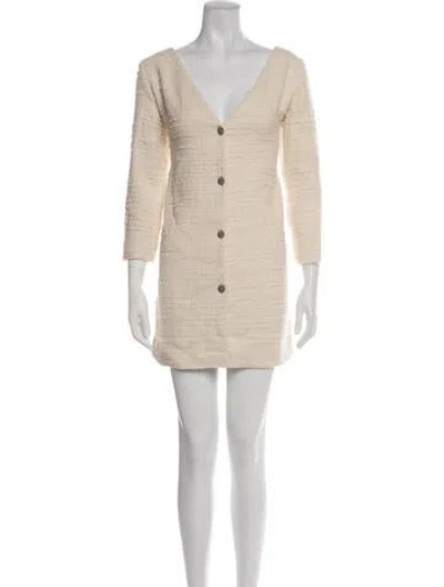 Pre-owned Ba&sh Tweed Pattern Mini Dress In Neutrals