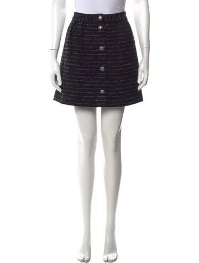 Pre-owned Ba&sh Tweed Pattern Mini Skirt In Black