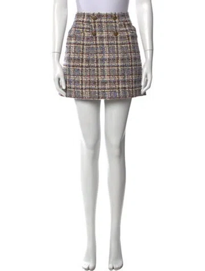 Pre-owned Ba&sh Tweed Pattern Mini Skirt In Gold