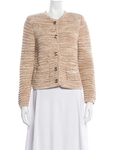 Pre-owned Ba&sh Tweed Pattern Open Front Sweater In Neutrals