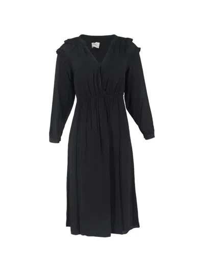 Pre-owned Ba&sh Ulla Ruffled Midi Dress In Black