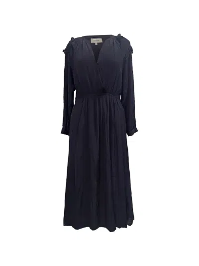 Pre-owned Ba&sh Ulla V-neck Midi Dress In Black