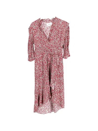 Pre-owned Ba&sh V-neck Ruffled Midi Dress In Red