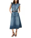 Ba&sh Ba & Sh Vayea Ruffle Sleeve Denim Midi Dress