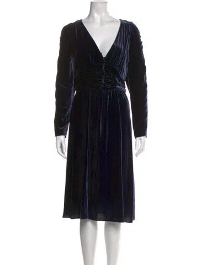 Pre-owned Ba&sh Velvet Midi Length Dress In Blue