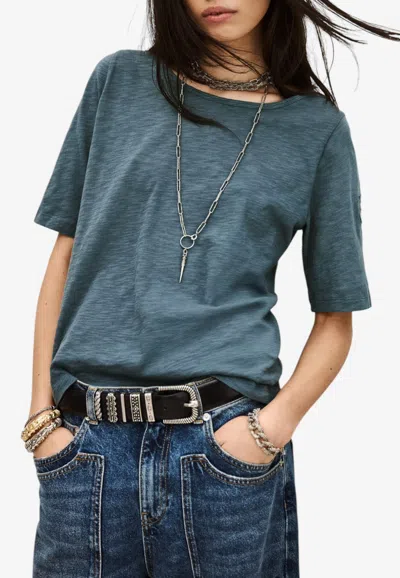 Ba&sh Vina Embroidered Logo T-shirt In Blue