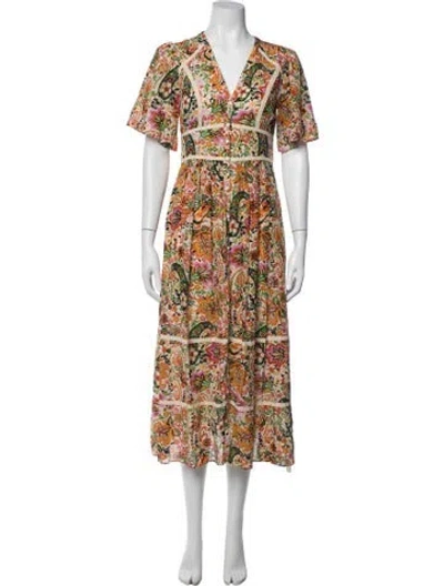 Pre-owned Ba&sh Vintage Midi Length Dress In Orange