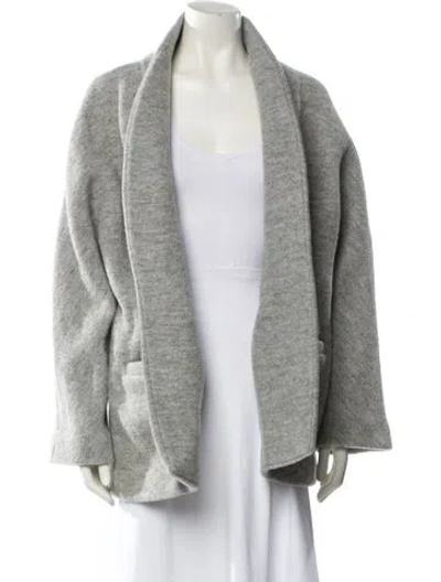Pre-owned Ba&sh Virgin Wool Faux Fur Coat In Gray