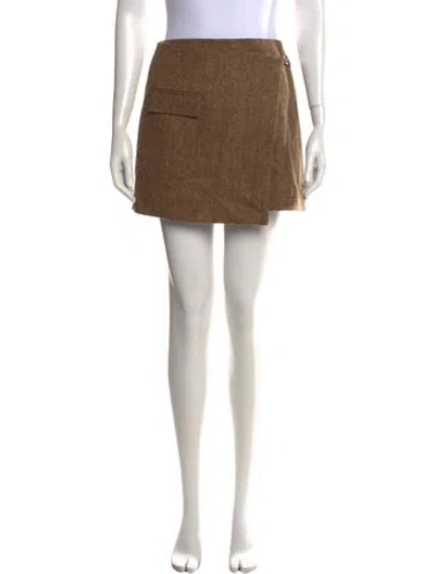 Pre-owned Ba&sh Virgin Wool Mini Skirt W/ Tags In Brown