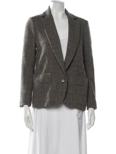 Pre-owned Ba&sh Virgin Wool Printed Blazer In Grey
