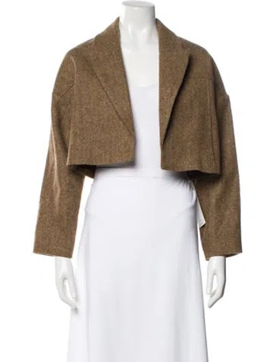 Pre-owned Ba&sh Virgin Wool Tweed Pattern Bolero W/ Tags In Brown
