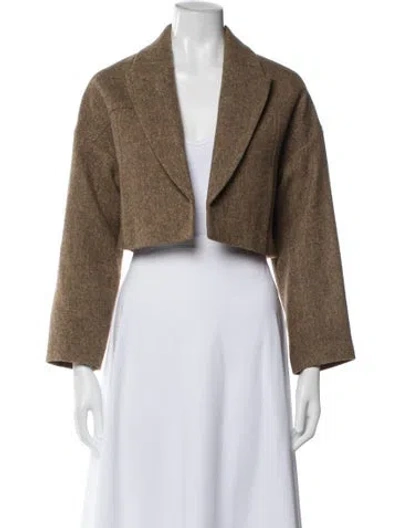 Pre-owned Ba&sh Virgin Wool Tweed Pattern Jacket In Brown