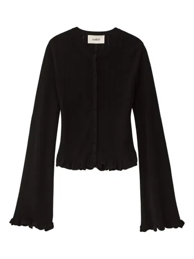 Ba&sh Vitis Ruffled Cardigan In Black
