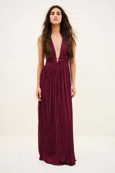 Ba&sh V-neck Collar Dress Tania For Women In Burgundy