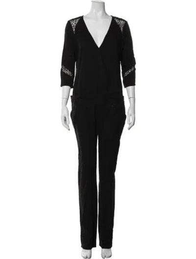 Pre-owned Ba&sh V-neck Jumpsuit In Black