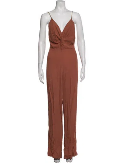 Pre-owned Ba&sh V-neck Jumpsuit In Brown/orange
