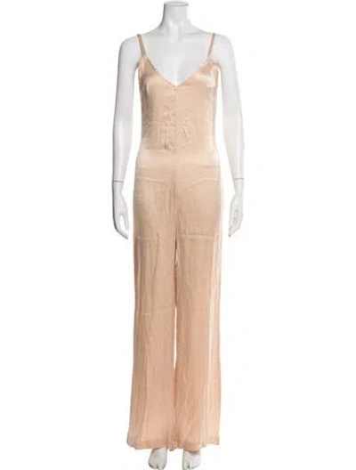 Pre-owned Ba&sh V-neck Jumpsuit In Neutral