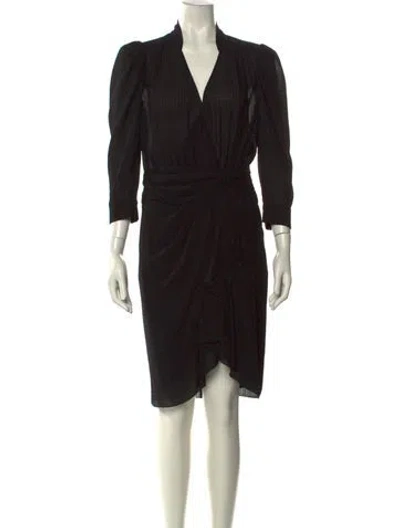 Pre-owned Ba&sh V-neck Knee-length Dress In Black