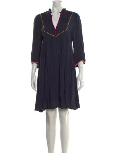 Pre-owned Ba&sh V-neck Knee-length Dress In Blue