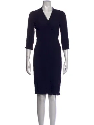Pre-owned Ba&sh V-neck Knee-length Dress In Blue