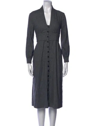Pre-owned Ba&sh V-neck Knee-length Dress In Gray