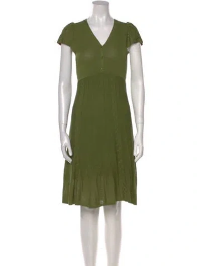 Pre-owned Ba&sh V-neck Knee-length Dress In Green