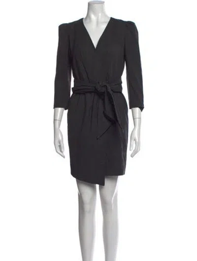 Pre-owned Ba&sh V-neck Knee-length Dress In Grey