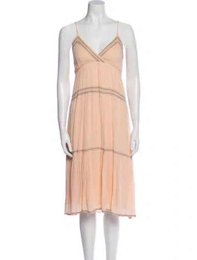 Pre-owned Ba&sh V-neck Knee-length Dress In Neutral