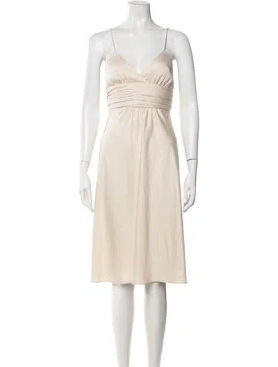 Pre-owned Ba&sh V-neck Knee-length Dress In Neutrals