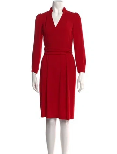 Pre-owned Ba&sh V-neck Knee-length Dress In Red