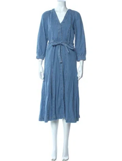 Pre-owned Ba&sh V-neck Knee-length Dress W/ Tags In Blue