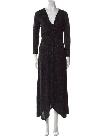 Pre-owned Ba&sh V-neck Long Dress In Black
