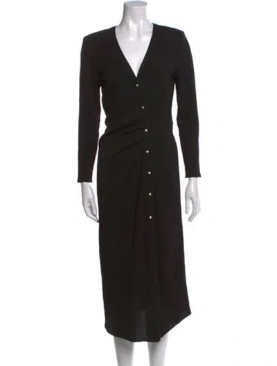 Pre-owned Ba&sh V-neck Long Dress In Black
