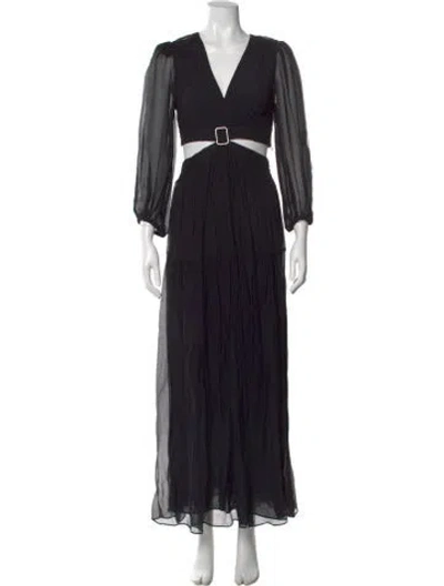 Pre-owned Ba&sh V-neck Long Dress In Black