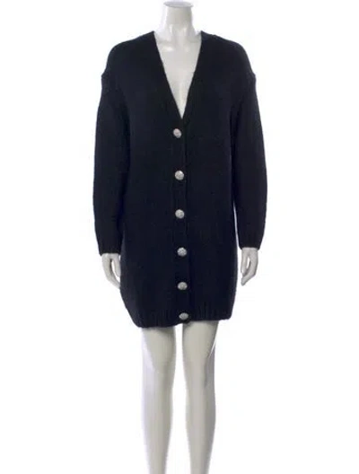 Pre-owned Ba&sh V-neck Long Dress In Black