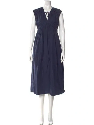Pre-owned Ba&sh V-neck Long Dress In Blue