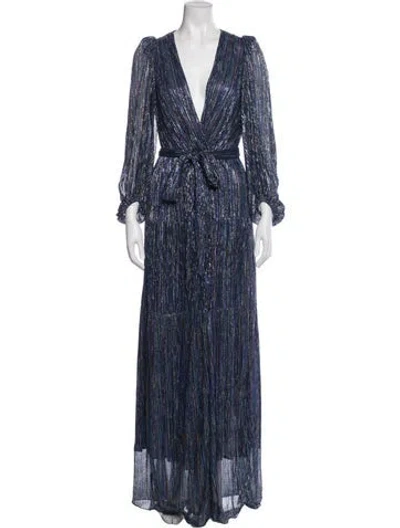 Pre-owned Ba&sh V-neck Long Dress In Blue