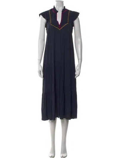 Pre-owned Ba&sh V-neck Long Dress In Blue
