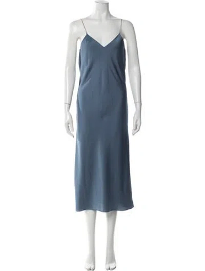 Pre-owned Ba&sh V-neck Long Dress In Blue