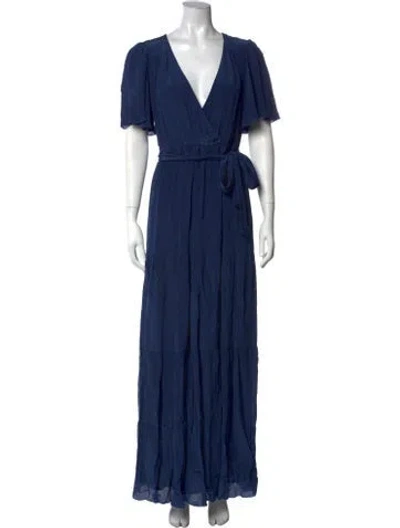 Pre-owned Ba&sh V-neck Long Dress In Blue