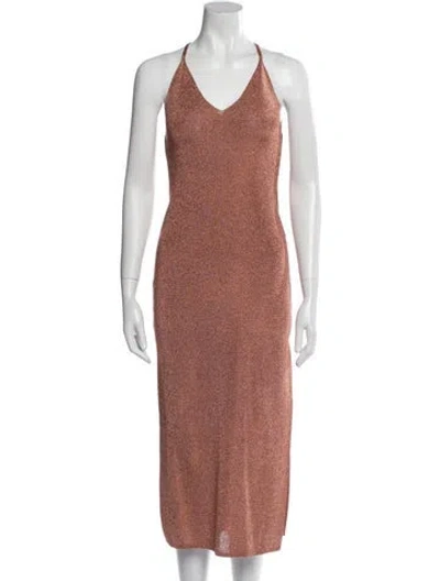 Pre-owned Ba&sh V-neck Long Dress In Brown