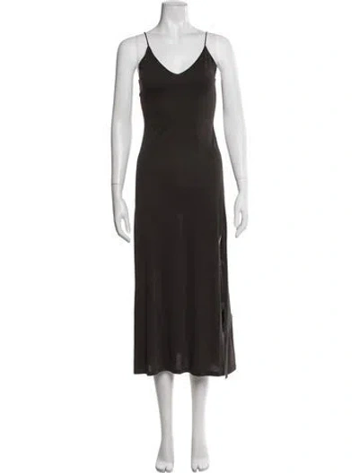 Pre-owned Ba&sh V-neck Long Dress In Brown