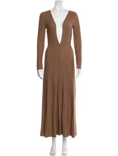 Pre-owned Ba&sh V-neck Long Dress In Brown