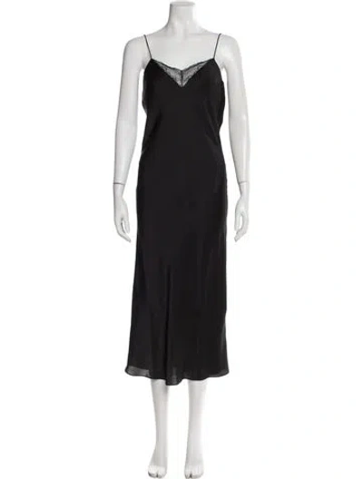 Pre-owned Ba&sh V-neck Long Dress In Gray
