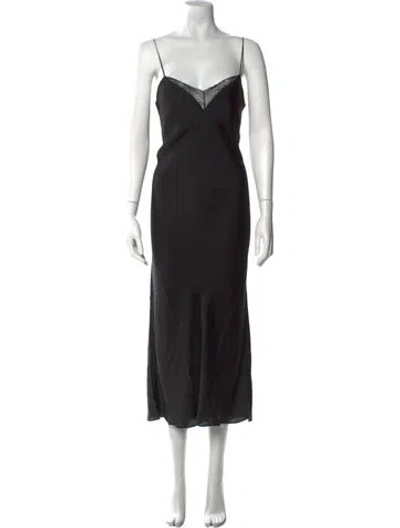 Pre-owned Ba&sh V-neck Long Dress In Gray