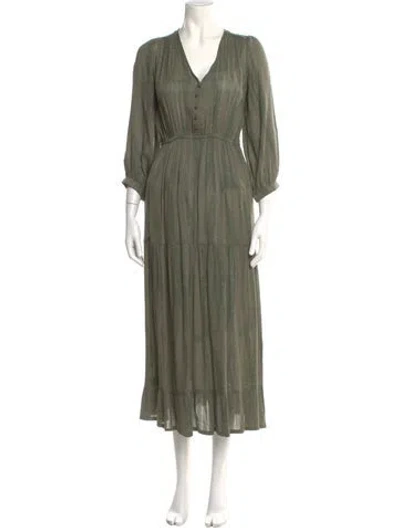 Pre-owned Ba&sh V-neck Long Dress In Green