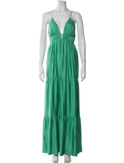 Pre-owned Ba&sh V-neck Long Dress In Green