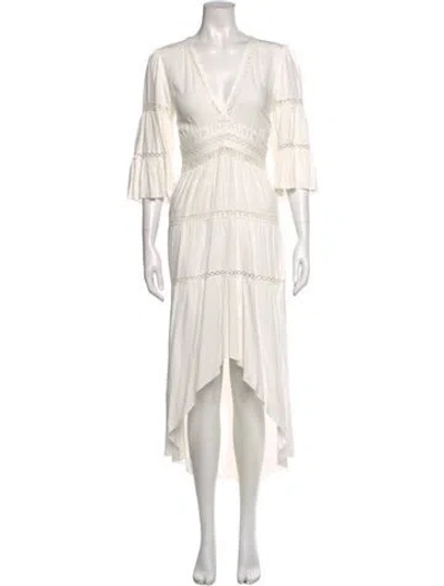 Pre-owned Ba&sh V-neck Long Dress In Neutral