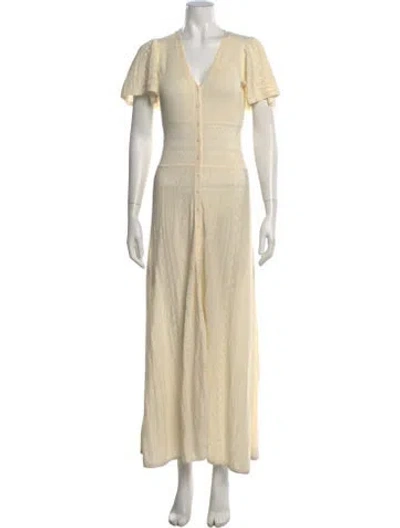 Pre-owned Ba&sh V-neck Long Dress In Neutral